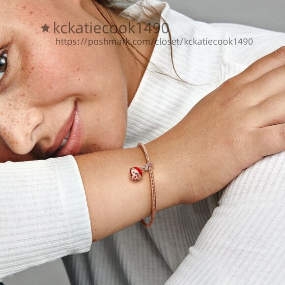 Pandora Two-tone Planet Mars Murano & Sparkling Dangle Charm - Picture 4 of 5